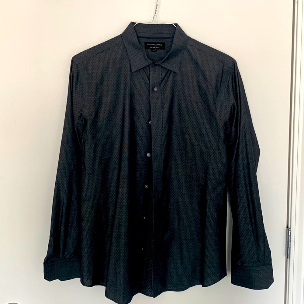 Banana Republic Dress Shirt Charcoal Grey Size: M Slim Fit